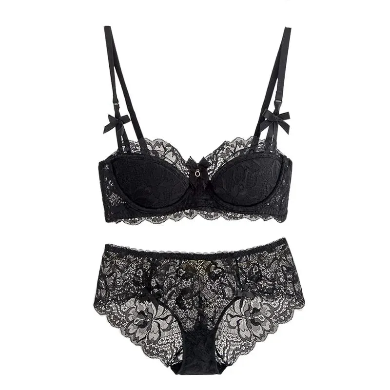 Modest French Pure Desire Bralette AB Cup fulddækkende blonde-bh & sæt lille buste push-up trådløs til buttet pigesløjfe Plus Size