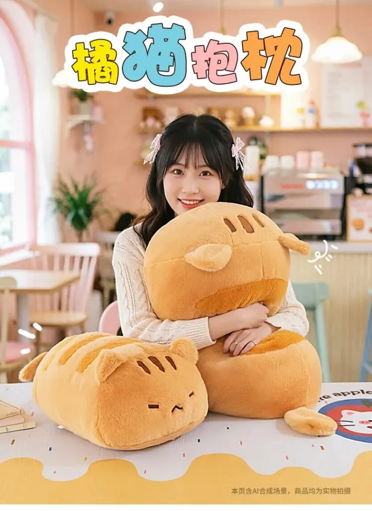 55/90cm Soft Cute Lying Cat Plush Pillow Nap Lumbar Back Support For Women Office Home Bedroom Sleeping Comfort Plush Cat Doll