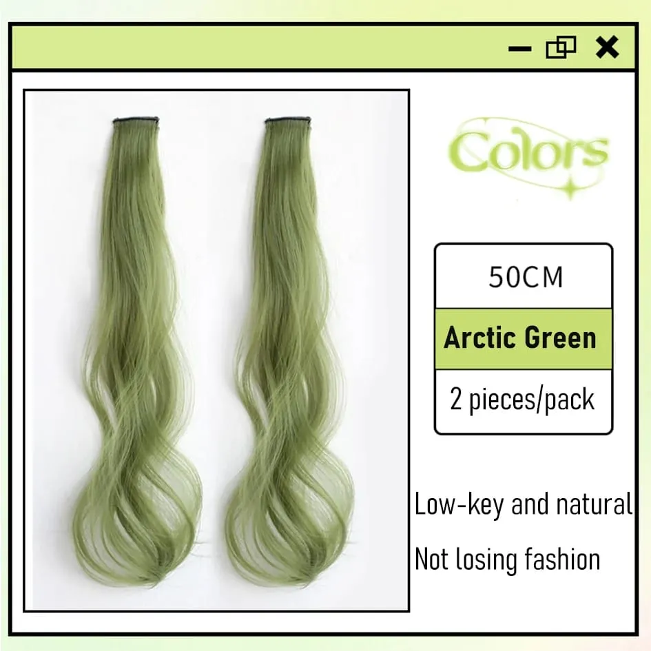 Sintetikong 2 Piraso/Set 50cm May Kulay na Curly na Mga Extension ng Buhok na Water Wave Pink/Blue/Purple Halloween/Christmas Wig
