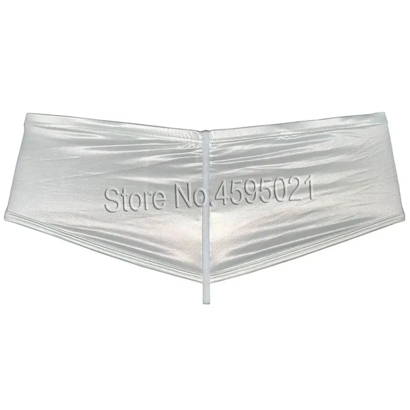 Men's Ice Silky Underwear Thong Cheeky Briefs Glossy Wet Look Bikini Briefs Solid Shiny Low Rise Beach Bikini Briefs Underpant