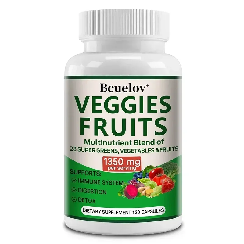 1350mg Fruit and Vegetable Supplement - 28 Complex Nutrients - Boosts Digestion Detoxification and Immune Support