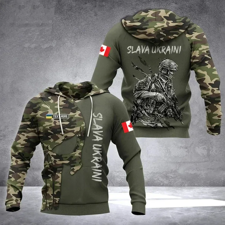 New Ukrainian national emblem Canada Flag Camo printed hoodies 3D Men Women casual pullover military hooded Sweatshirt clothing