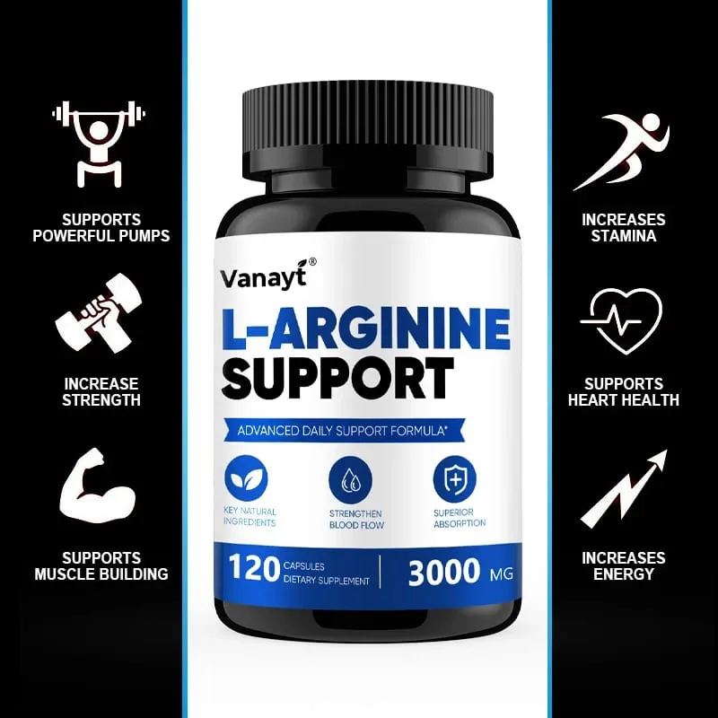 L-Arginine 3000mg Pills Muscle Mass Supplement for Men Women Boost Workout Endurance Energy Heart Vascular Health Support