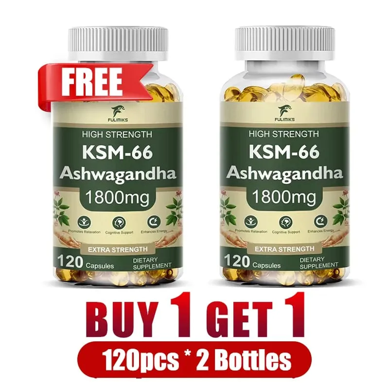 Buy 2 Get 2 Free! High-Potency KSM-66 Capsules 2100mg Supports Energy Focus & Physical Performance Pure Root Extract
