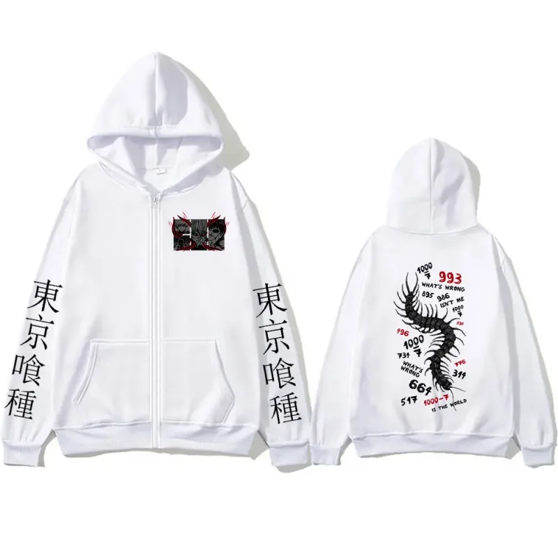 Anime Tokyo Ghoul Ken Kaneki Zipper Hoodies Men Women Clothing Fashion Zip Up Hooded Sweatshirts Long Sleeves Jacket Caot Hoodie