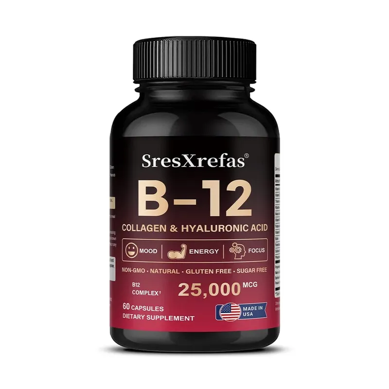 Vitamin B12 Capsules - Supports Energy Metabolism Mood Heart Nervous System Support Relieves Fatigue