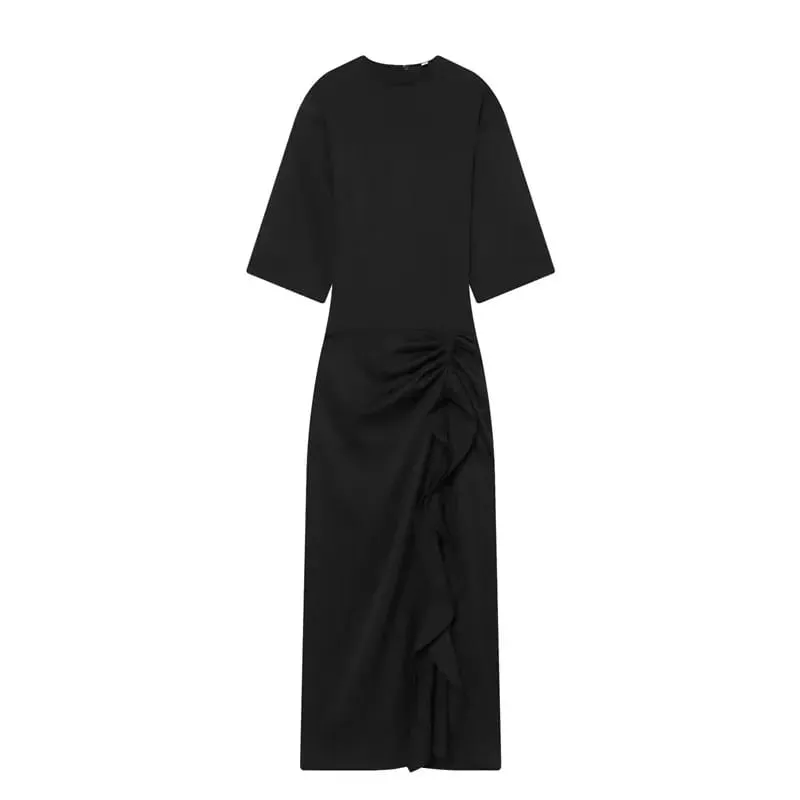 Long Dress Women's Summer 2026 New Slim Ruched Elegant Women's Holiday Dresses Street Chic Youth Unique Summer Dress