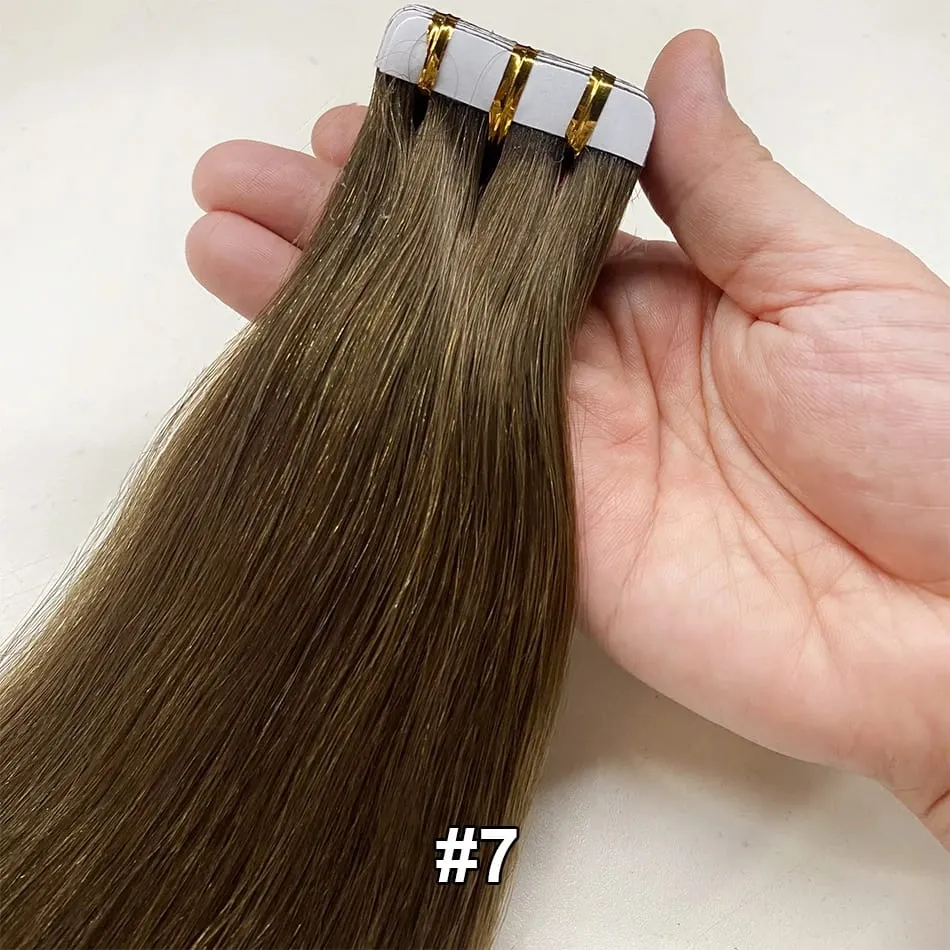Luckinghair Wholesale 100% Virgin Double Drawn Straight Invisible Human Hair Tape in Extensions Wave Style