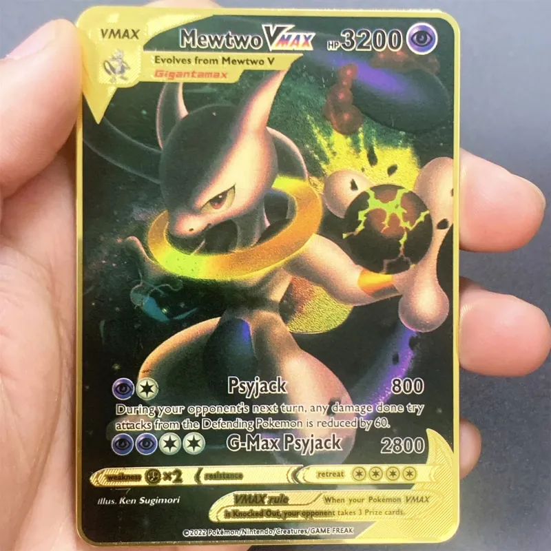 İngilizce Metal Pokemon Kartları DIY Arceus Mewtwo Charizard Pikachu Parlak Demir Pokémon GX Vmax EX Oyunu Çocuk Koleksiyonu Kart Oyuncak Hediye