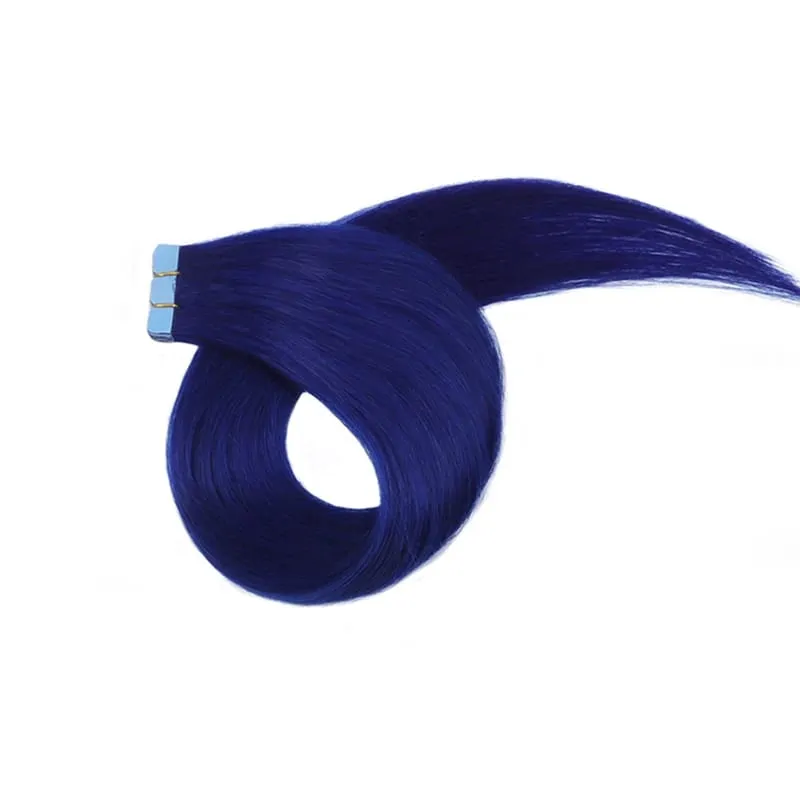 Colorful Mini Tape In Hair Extensions Human Hair Skin Weft Machine Remy Red Natural Straight 12-20 inch 10pcs Tape In Extension