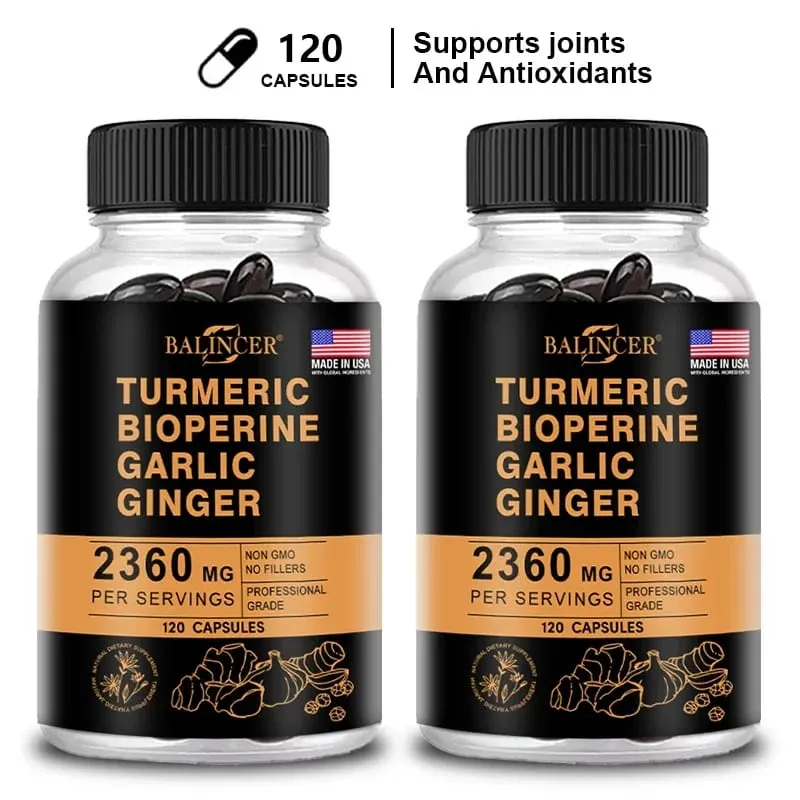 Zerdeçal Zencefil Takviyesi Piperine 2360 Mg Sarımsak Rahatlığı Sindirim ve Bağışıklık Besin Takviyesi Kalsiyum Glutensiz