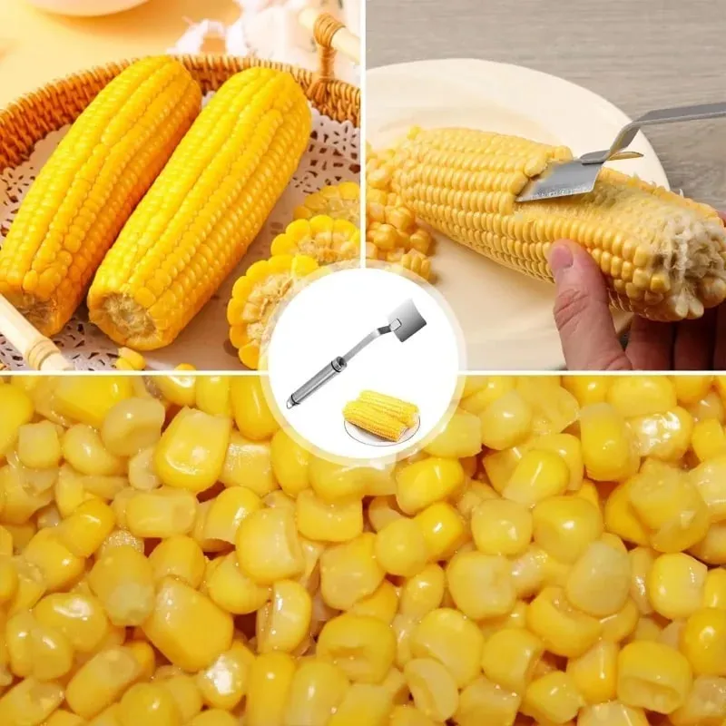 Stainless Steel Corn Peeler Serrated Corn Peeler Corn Cob Planer Thresher Cutter Mga Prutas at Gulay sa Kusina Mga Gadget — image 7
