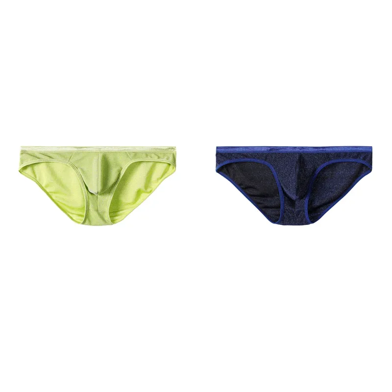 Men's Ice Silk Triangle Panties Sexy U-Shape Thin Briefs Breathable Mesh Low-Waist Underwear