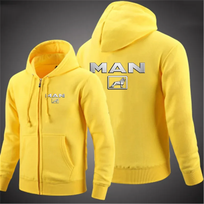 2025 Spring And Autumn Men's Truck man Logo Print Minimalist Style Daily Commute Hooded Coat Drawstring Zipper Hoodies Jacket