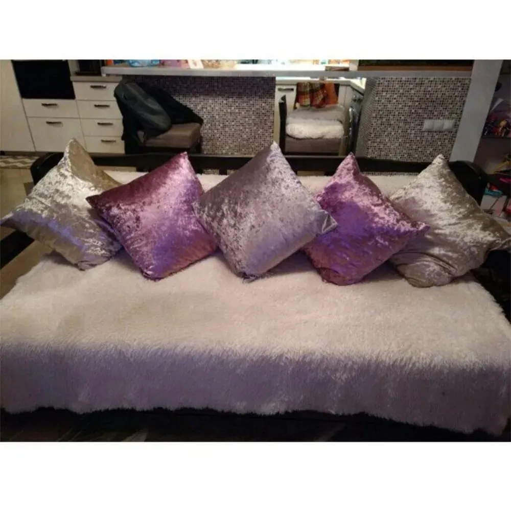 Ice Velvet Solid Color Cushion Cover 18x18 Inch Crushed Velvet Shiny Throw Pillowcase for Living Room Sofa Home Decor