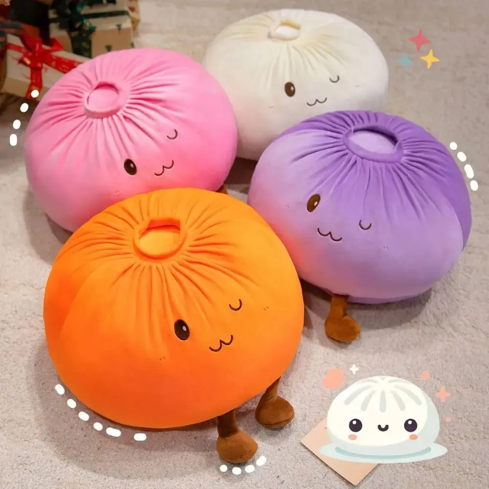 Super Soft Plush Material Steamed Bun Plush Pillow Fluffy Comfortable PP Cotton Filled Food Shaped Hug Pillow Stress Relief