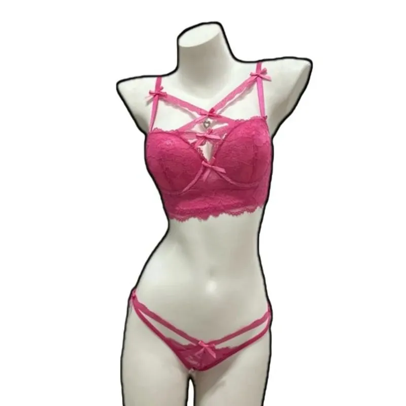 Magic Bust Boost Lace Bra Heart Pendant Decor Sexy Allure Women Underwear Push‑Up Lingerie S‑XL Size 32‑38AB Cups