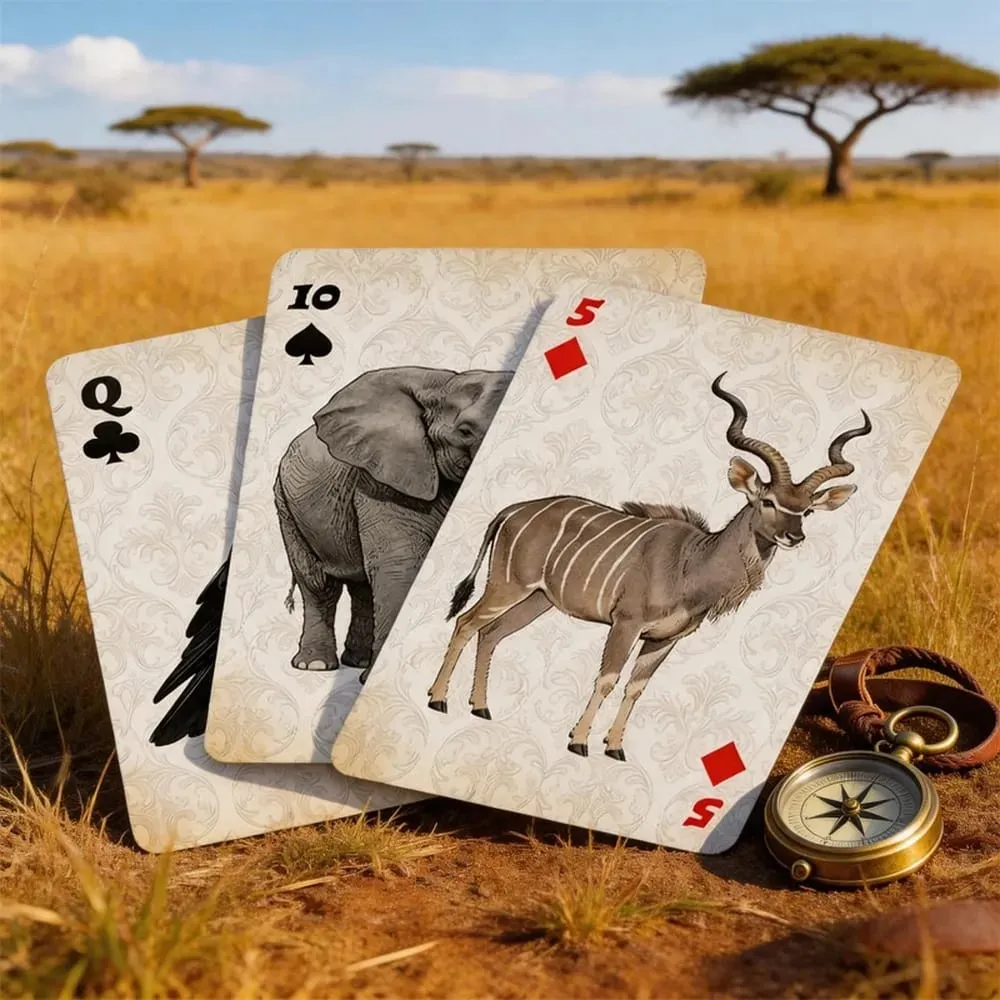 Savannah Animal Playing Cards Premium Paper Deck Smooth Shuffling Poker Cards for Party Board Games and Magic Performance