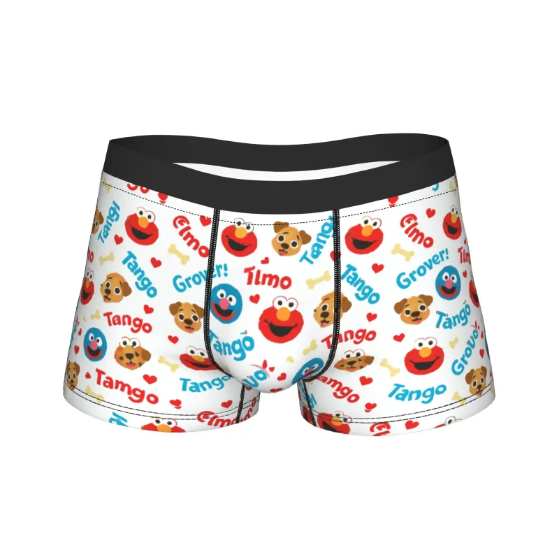 S-Sesames Streets Tango Elmo & Grover Underwear Men Shorts Briefs Funny Boxershorts Quality Customs Oversize Panties