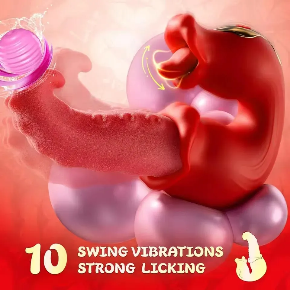 玫瑰舔逼真舌頭振動器 G 點乳頭陰道刺激器陰蒂按摩器推力假陽具成人性玩具