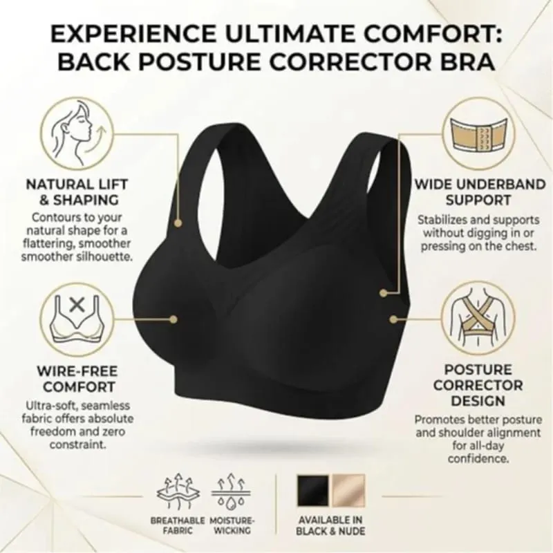 Posture Support Bra Women Front Closure Cross Back Wireless Posture Bras Full Coverage Support Push Up Bralettes Posture Support — image 4