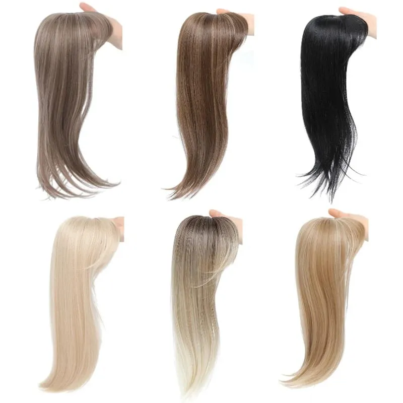 Synthetic Striaght Hair Toppers with Bangs for Women Natural Hairpieces Adding Hair Volume Topper Hair Extensions 18''/10''