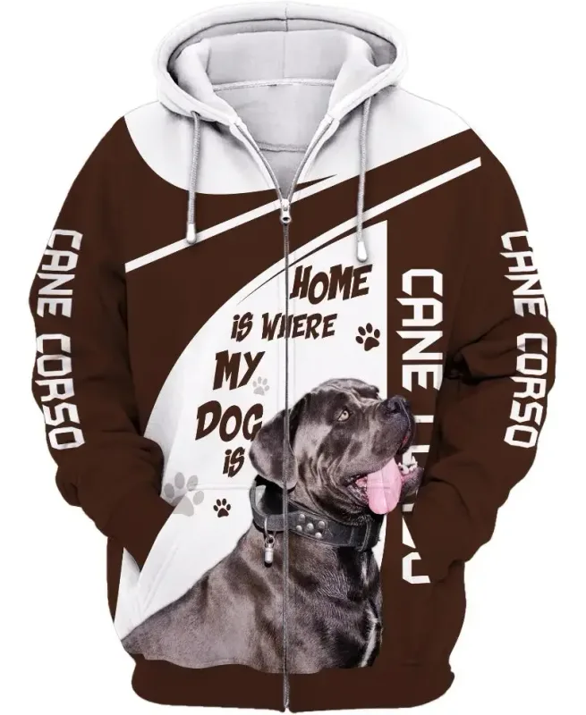 New Cane Corso Dog 3D Print Zipper Hoodies Streetwear Men Women Casual Hooded Sweatshirts Oversized Tracksuit Coat Man Clothing