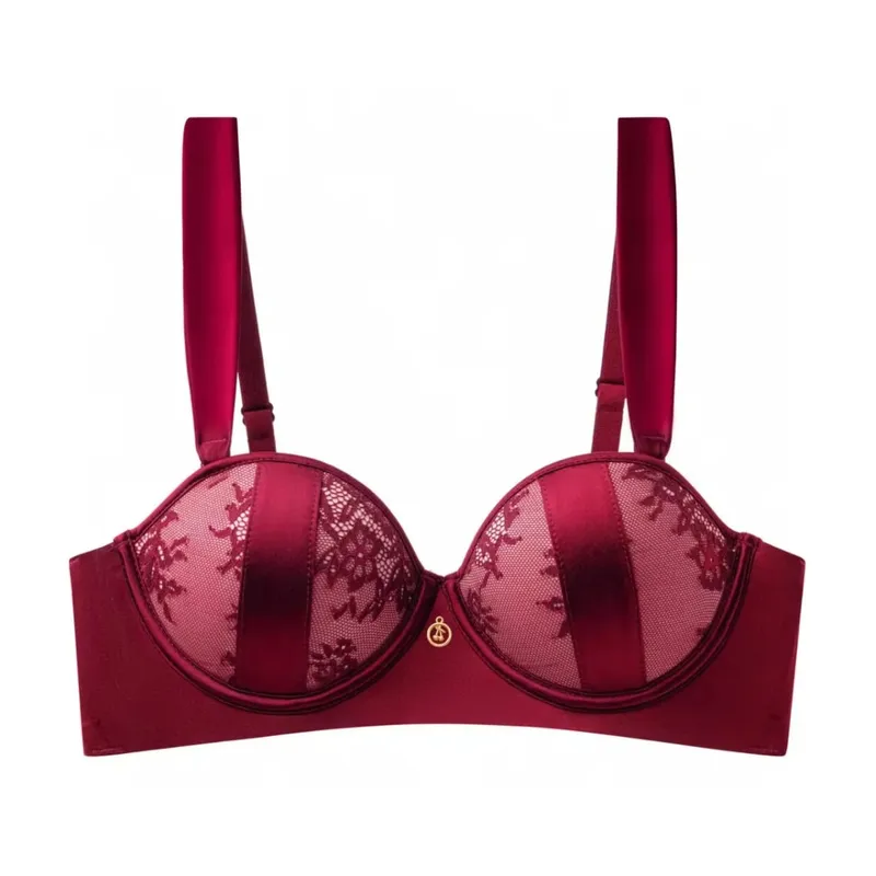 Women's Sexy Lace Strapless Push-Up Bra Non-Slip Anti-Sagging Wire-Free Small Breast Gathering Lingerie for Enhanced Curves