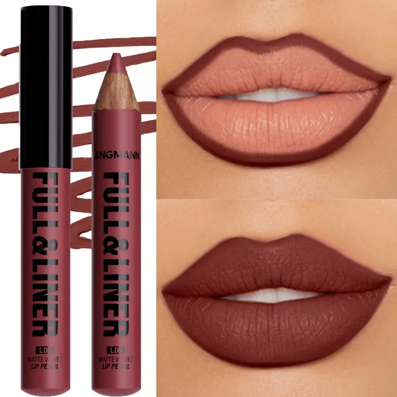 Vandtæt mat lipliner blyant Brun konturfarvet læbestift pen Langtidsholdbar 12 farve træ læbe liner blyant fuldlæbe makeup — image 15