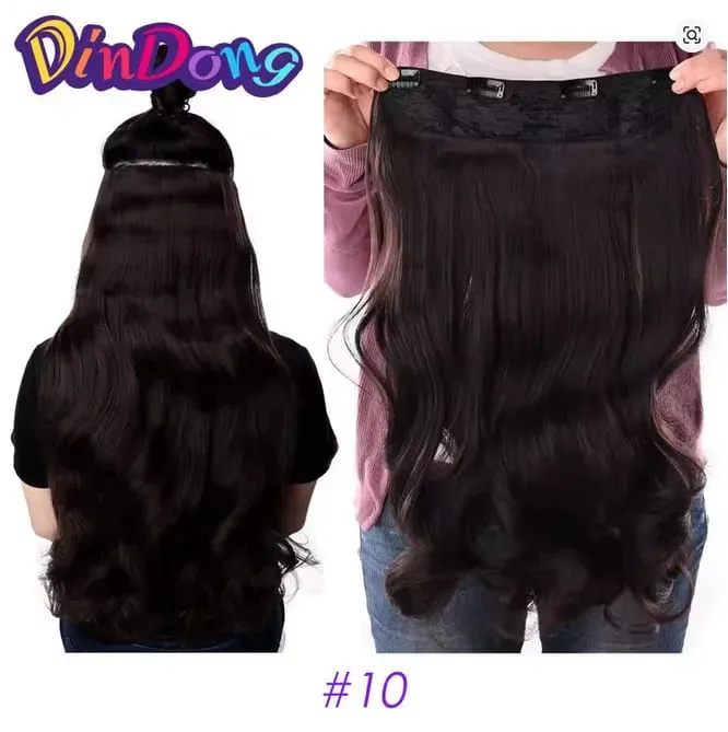 24 Inch Clips in Hair Extensions for Women Synthetic Long Natural Wavy Curly Hair in One Hairpiece Weft with Secure 4 Clips in