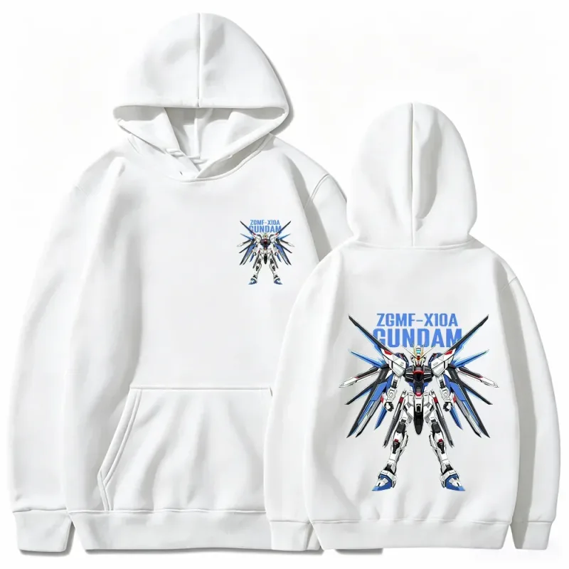 Gundam Hoodie Mecha Robot Anime ZGMF Mobile Suit Streetwear Aesthetic Vintage Black Oversized Casual Sport Sweatshirts