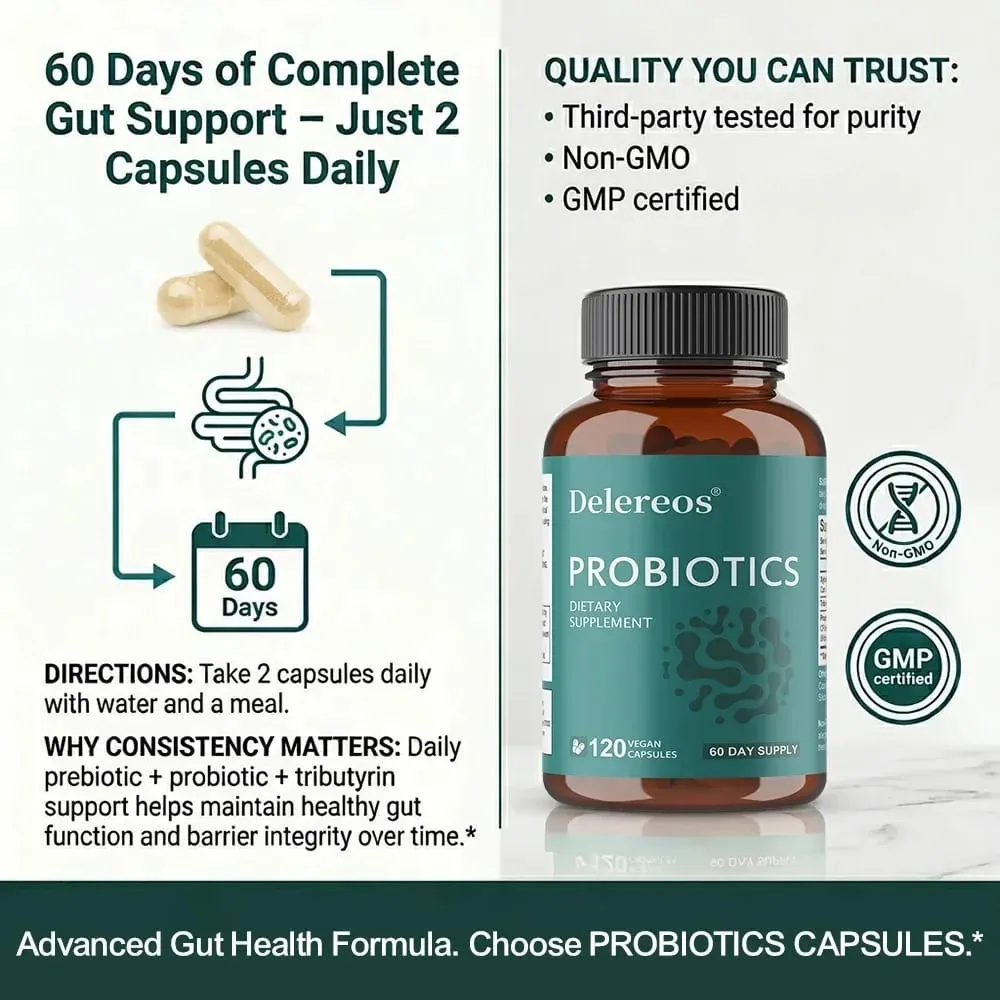 Probiotic Capsule - Supports Gut Health Immune Health Burns Fat Boosts Metabolism and Increases Energy Supplements