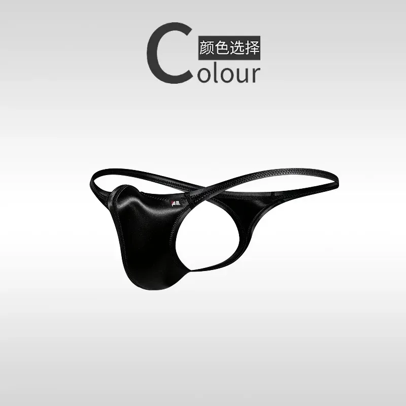 Unique Shiny Underwear Hot Men's Thongs Fully Transparent T-Pants Ultra-Thin Ice Silk Men's Fun Low Waisted Slim Fitting T-Pants