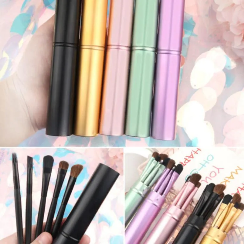 5pcs eyeliner Brush With Storage Tube Eye Makeup Brushes Set Soft Eyeshadow Brush Smudging Brush