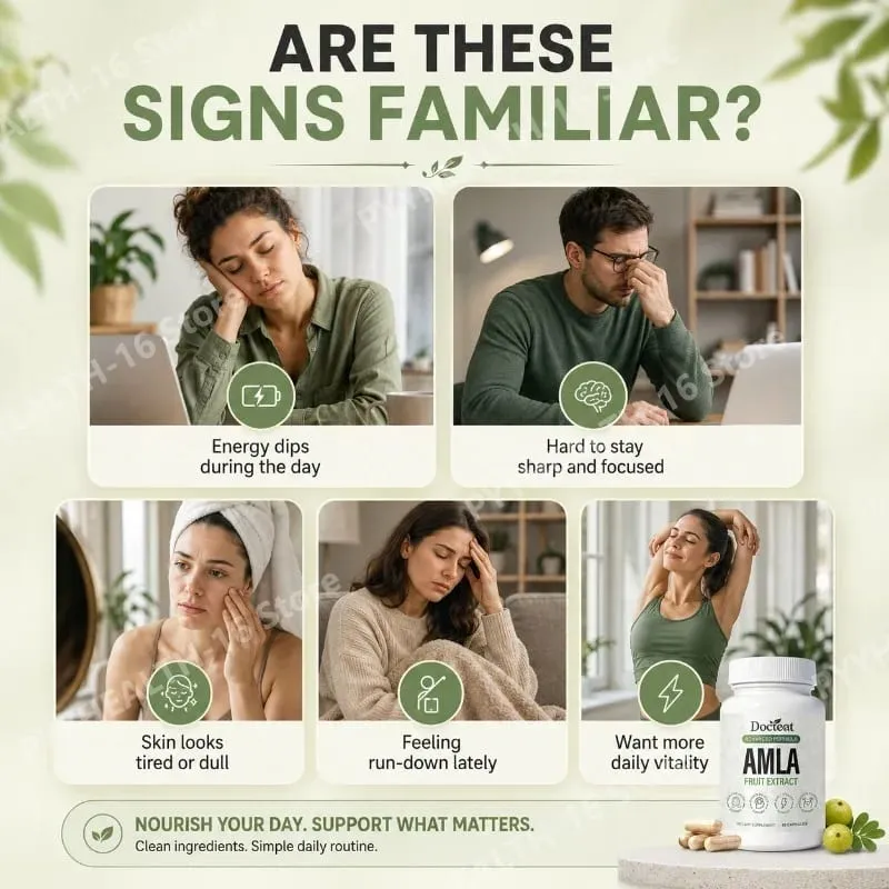 Docteat Amla Fruit Extract Capsules Immune Function Support Skin Health Support with Vitamin C B3 CoQ10 PQQ 60 Capsules