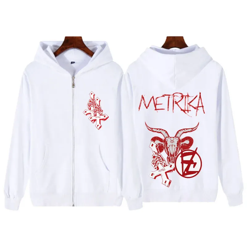Singer Metrika Album Tour 2026 Print Zipper Hoodie Men Women Fashion Sweatshirts Winter Casual Hip-hop Oversized Zip Up Jacket
