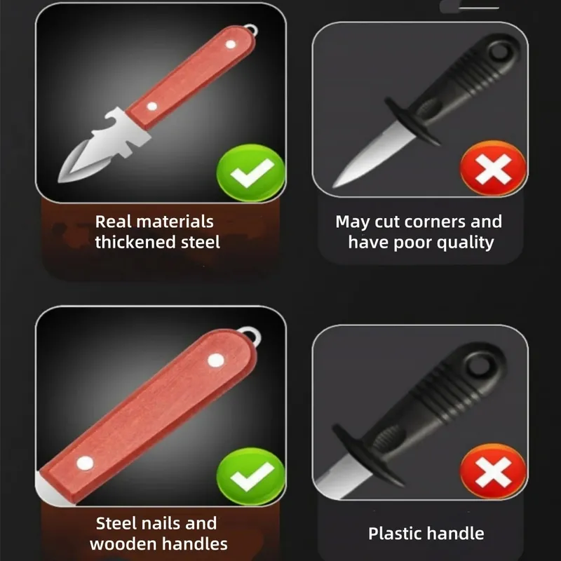 Oyster Knife Sharp-edged Shucker Shell Seafood Opener Tool Stainless Steel Clam Opener for Oyster Clam Toadfish Crab Shells