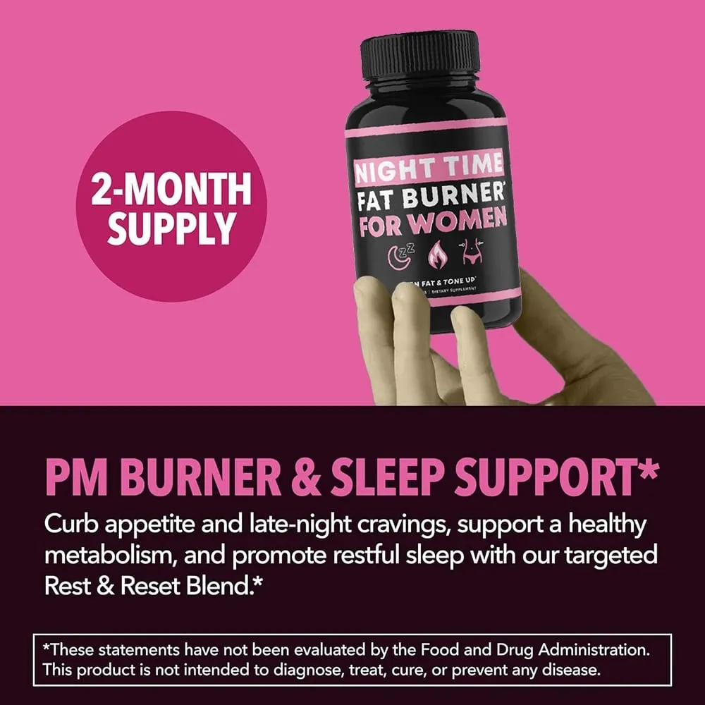 Night Time Weight Loss Pills for Women Appetite Suppressant & Metabolism Booster Nighttime Supplement Slimming While You Sleep