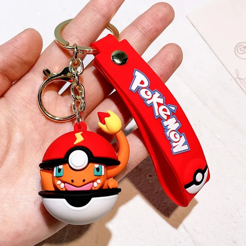40 Style Wholesale Anime Pokémon Pikachu Eveen Keychain Cartoon Cute Charizard Keyring Student Backpack Car Key Chain Toys Gifts