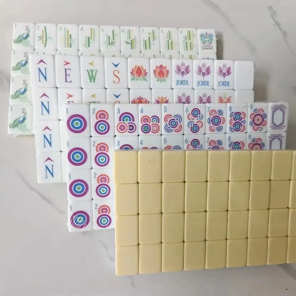 Customizable American Mahjong Sets 160 Tiles 4-Layer Acrylic Mah Jongg Surprise Gifts Mahjong Portable Travel Family Party Games