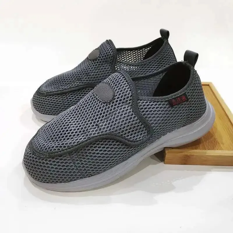 Mulheres homens sapatos diabéticos verão respirável lesão bandagem cirurgia para pacientes pés inchados sapatos de largura ajustável
