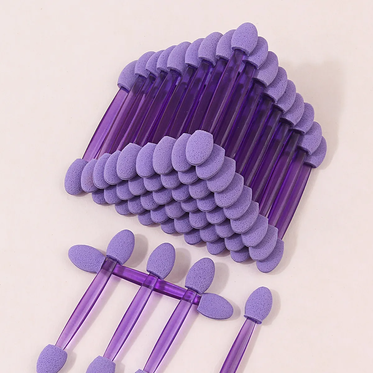 50PCS Double-Ended Eyeshadow Sponge Applicators Purple Disposable Makeup Brushes for Eyeshadow Concealer Nail Art & Eyebrow