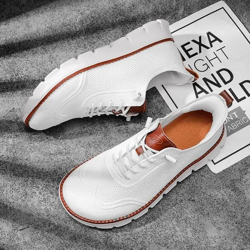 Men's Breathable Knit Wide‑Toe Casual Shoes Lightweight Comfortable Walking Hiking Sneakers Non‑Slip Soft Sole Fashion Dress S