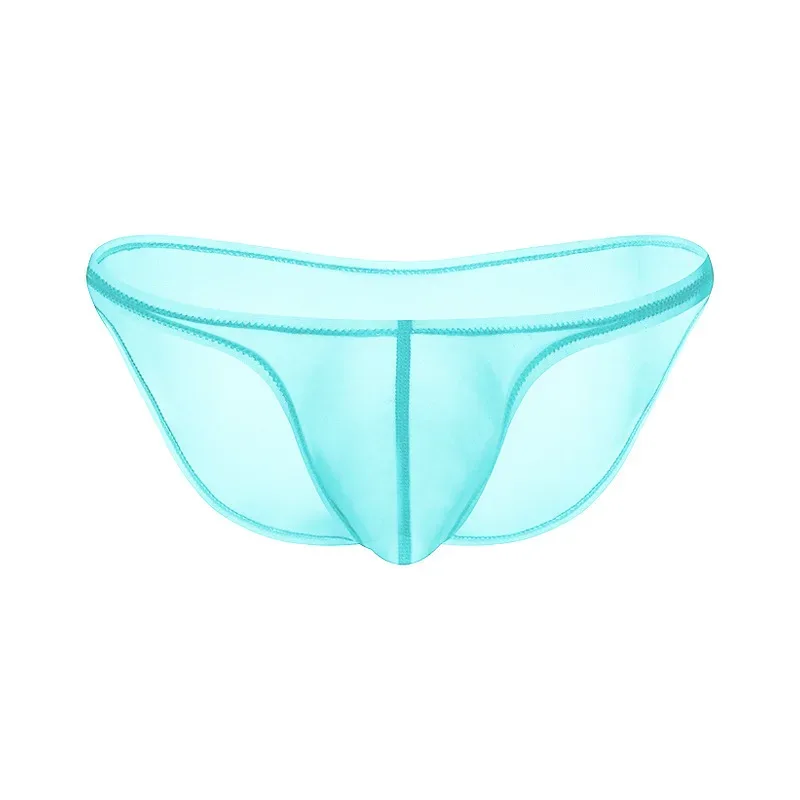 Sexy Mens Underwear Ice Silk Briefs Low Rise Transparent Bikini Panties Breathable Quick Dry Mesh Lightweight Undergarments