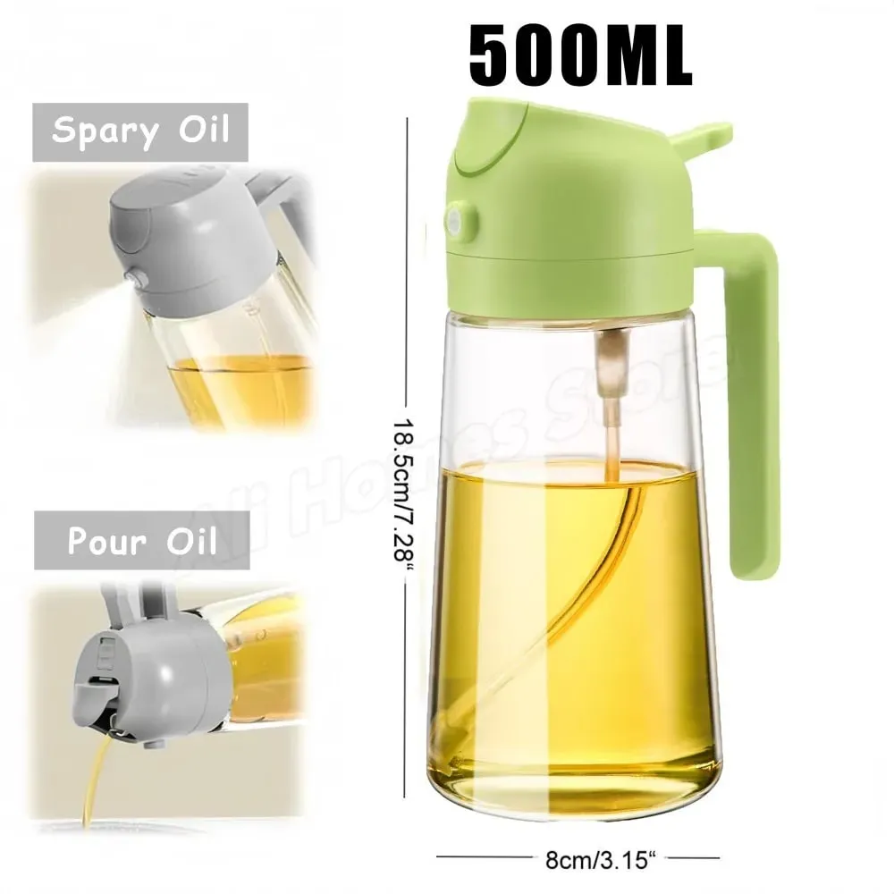 500ml 2-em-1 duplo uso plástico azeite pulverizador dispensador spray despeje garrafa vinagre senhor fritadeira de ar churrasco salada ferramentas de cozinha