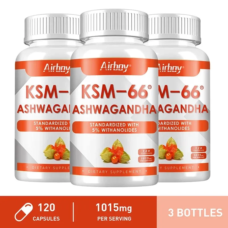 Organic Ashwagandha KSM-66 Capsules for Stress Relief Focus Brain Energy Support Sleep Health Supplement