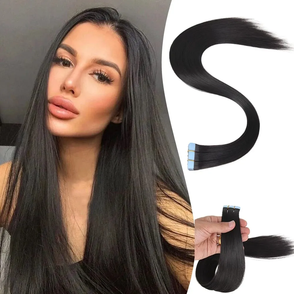 26Inch 10pcs Synthetic Tape In Straight Hair Extensions Seamless Invisible Adhesive Mixed Colord Tape In Hair Extensions For Eve