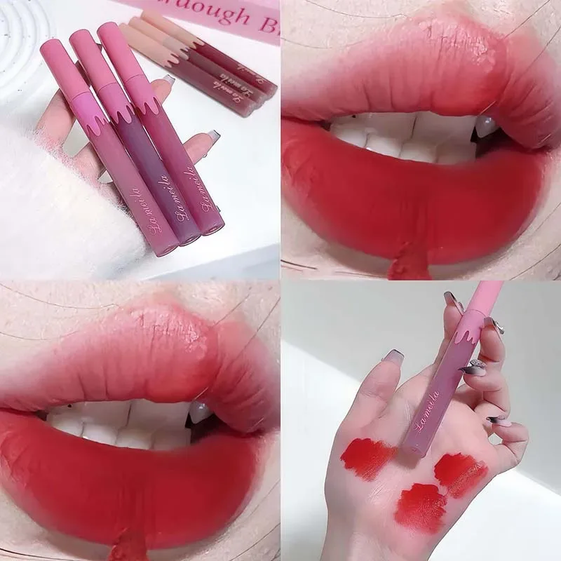 6warna Velvet Matte Lip Gloss Waterproof Non Stick Cup Silky Matte Hawthorn Red Lipgloss Lipgloss Seksi Lipstik Makeup Murah Gincu Kosmetik — image 3