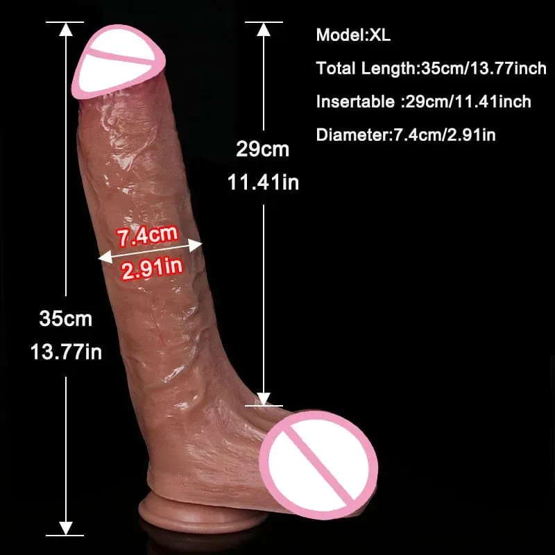 Realistiska 4 storlekar Mjuk Stor dildo Dubbel silikonsugkopp Penis Par Onani Mjuk kuk Kvinna Man Anal Vuxen Sexleksak