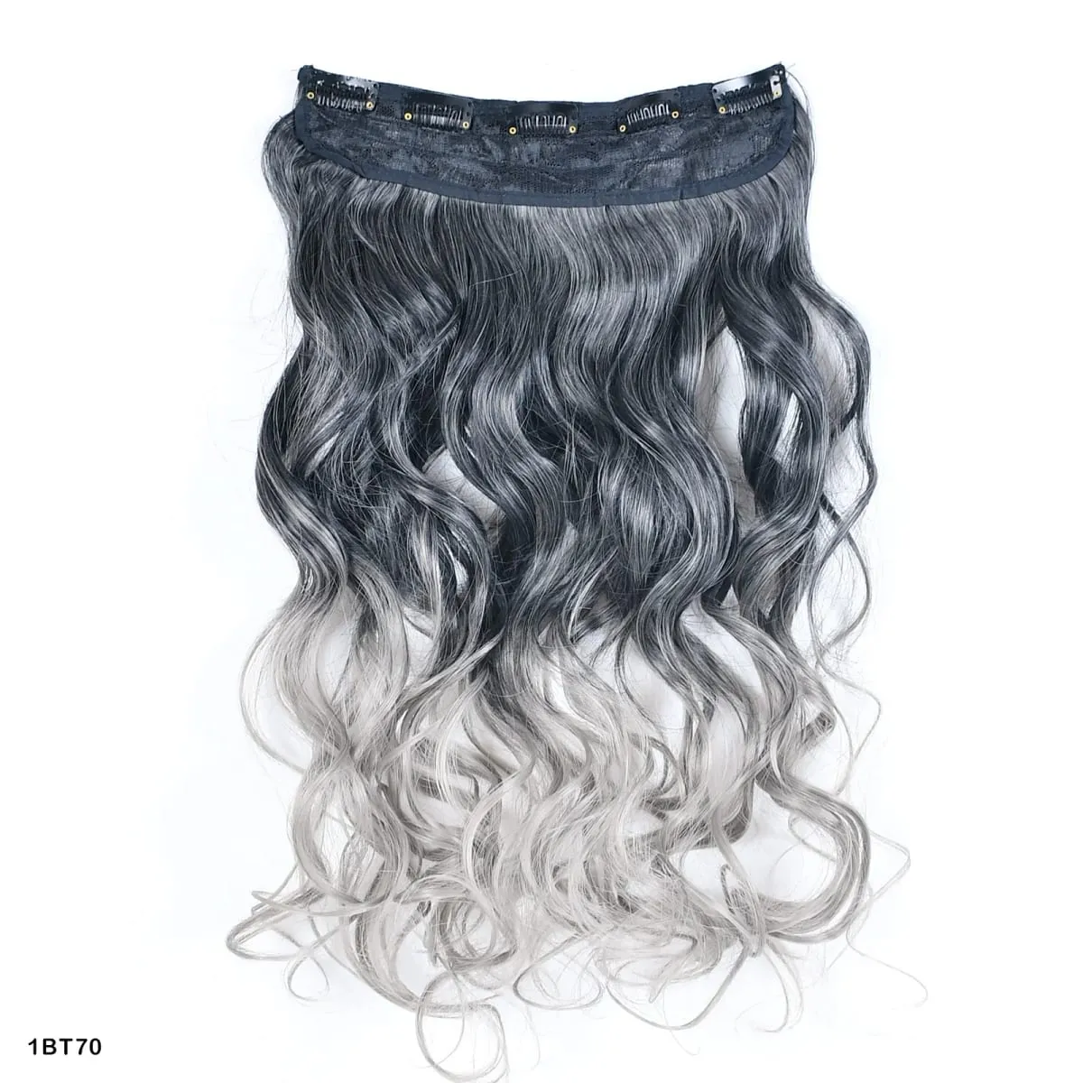 Zolin Clip in Hair Extension One Piece Long Straight Hair Black Gray Color Synthetic Hairpieces For Women Cosplay Use